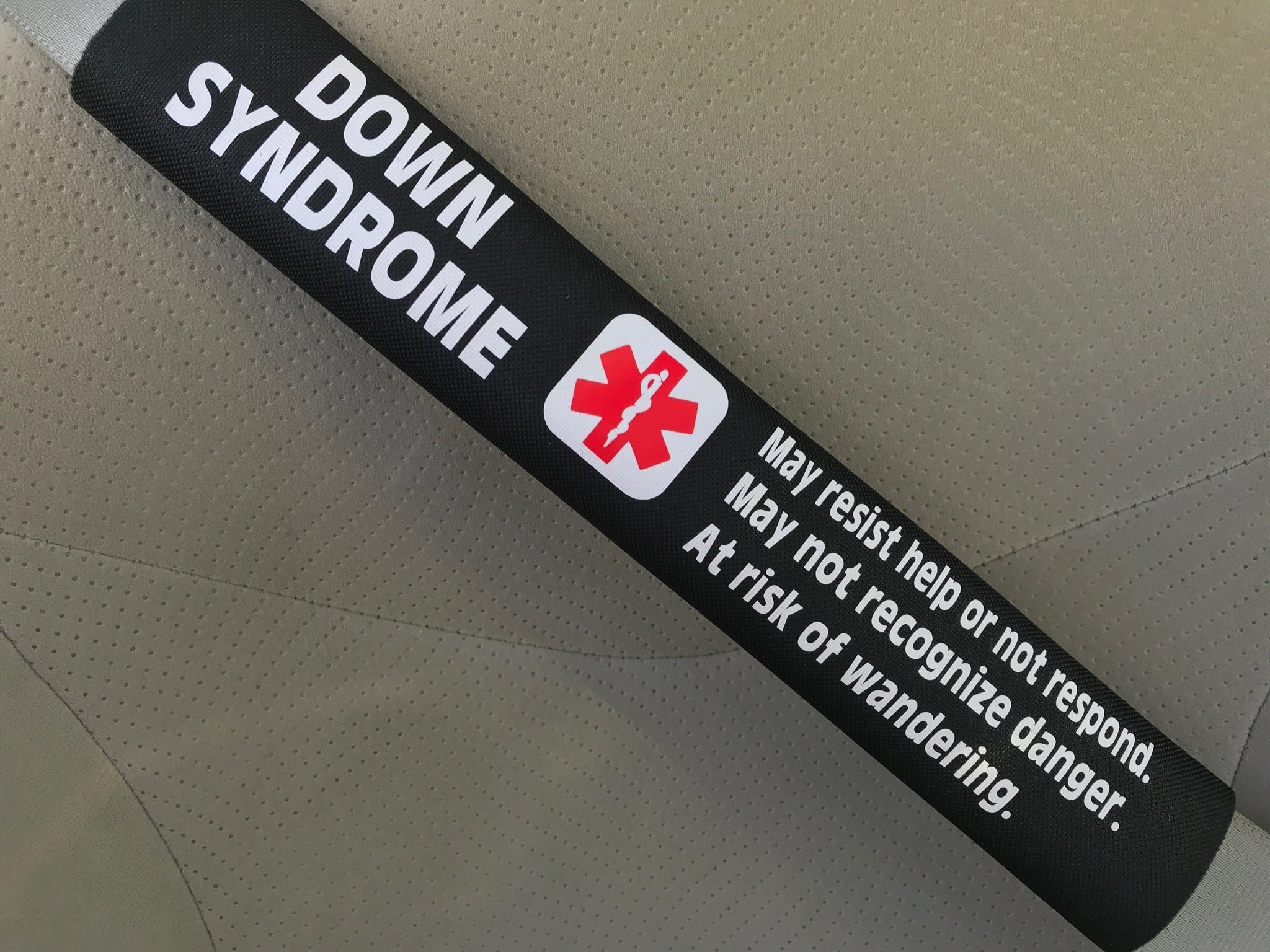 Down Syndrome Medical Alert Seat Belt Cover