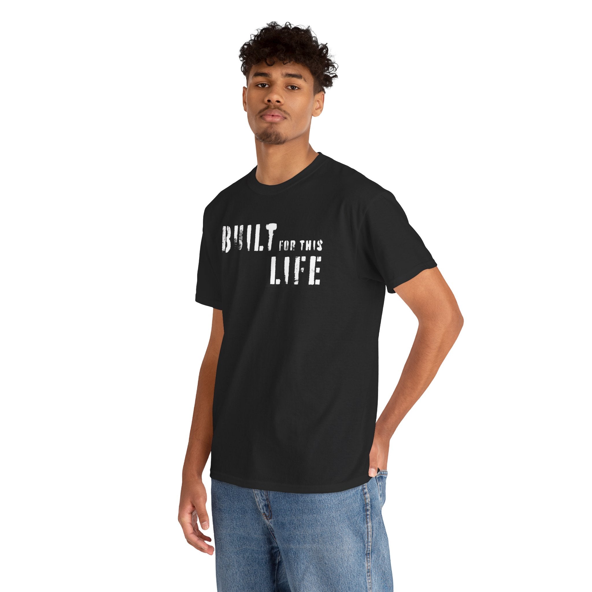 Built for this Life™ Faded Letter Design Unisex Heavy Cotton Tee