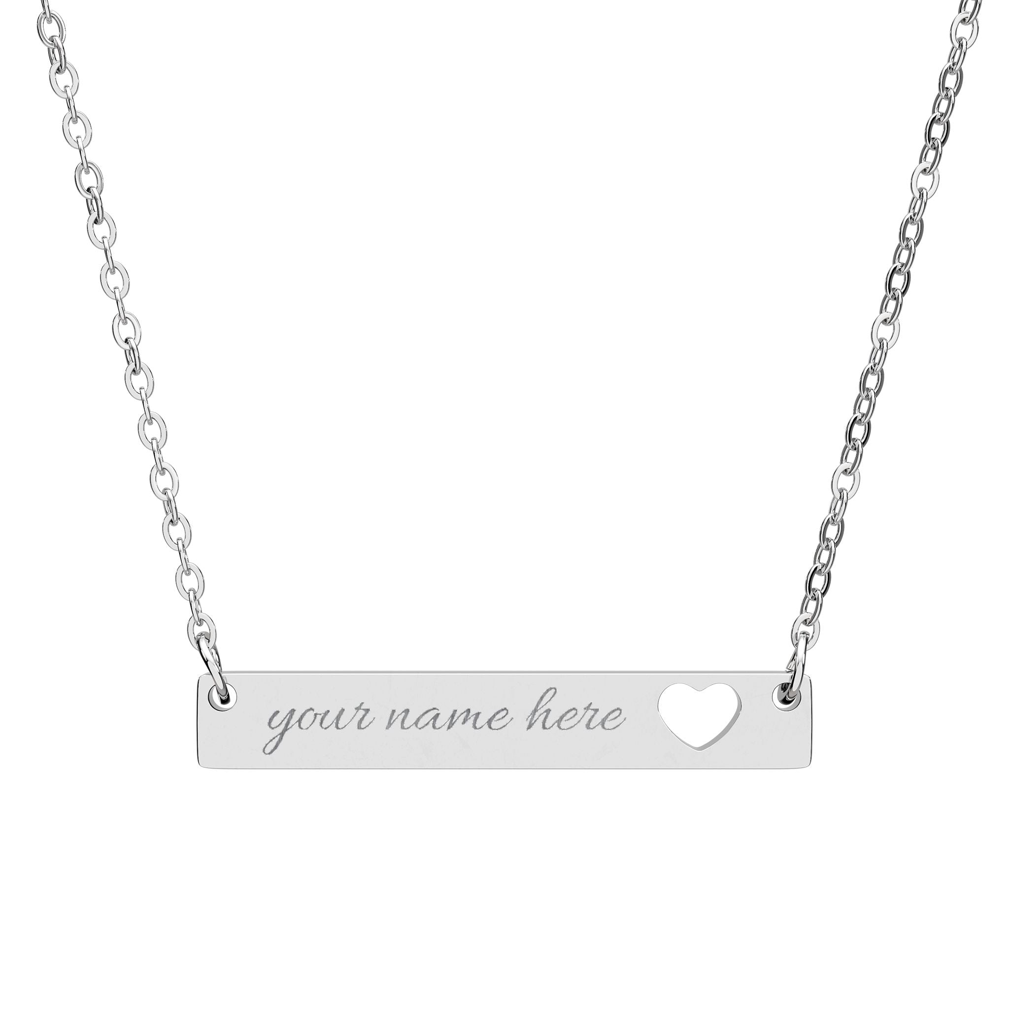 Cutout Heart Bar Necklace (Engraving)
