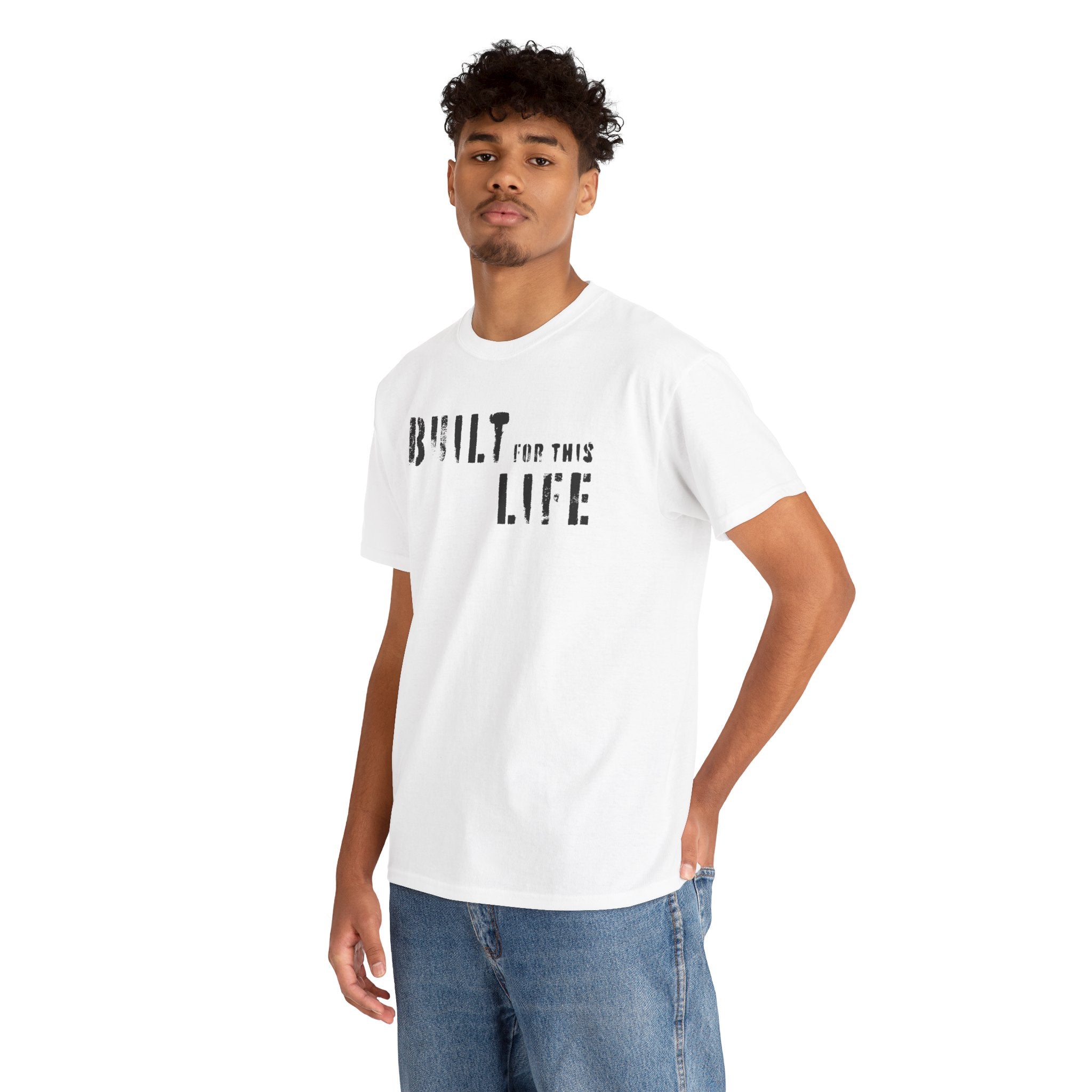 Built for this Life™ Faded Letter Design Unisex Heavy Cotton Tee