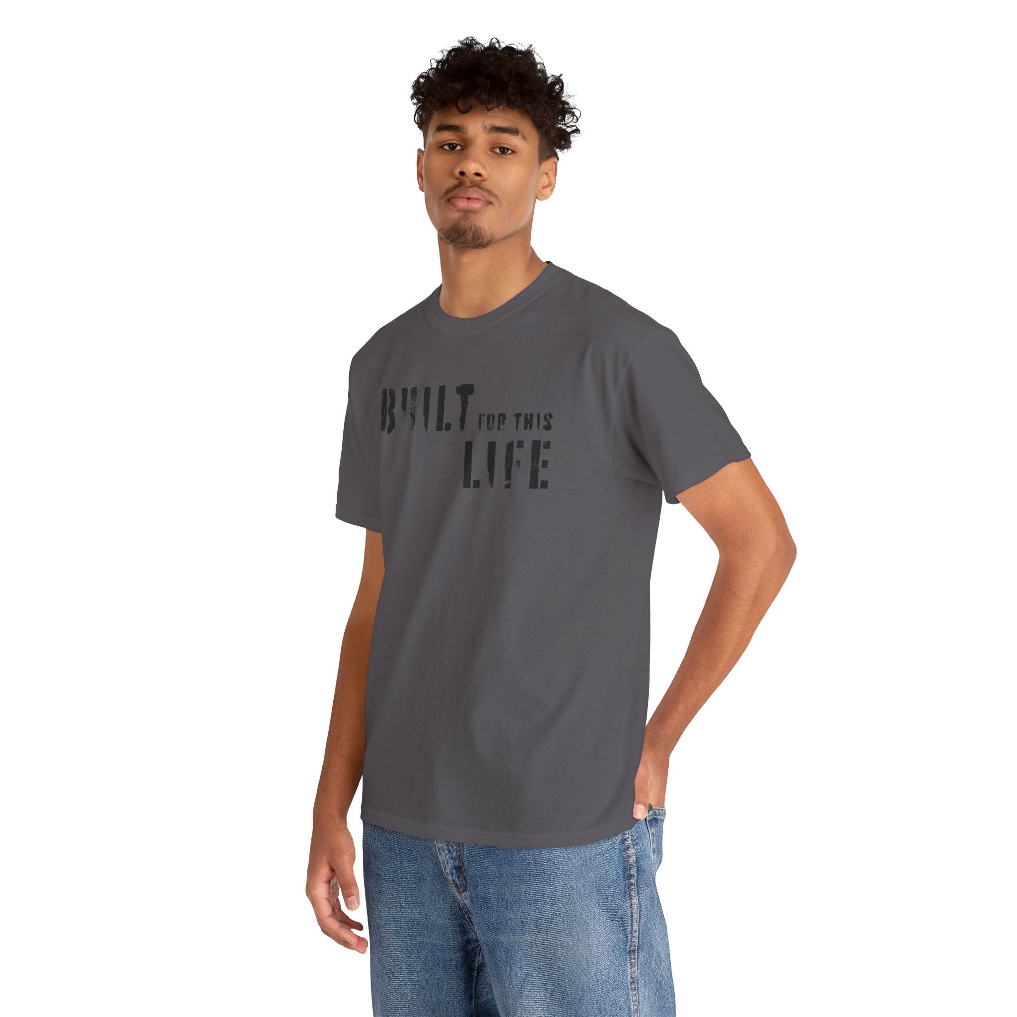 Built for this Life™ Faded Letter Design Unisex Heavy Cotton Tee