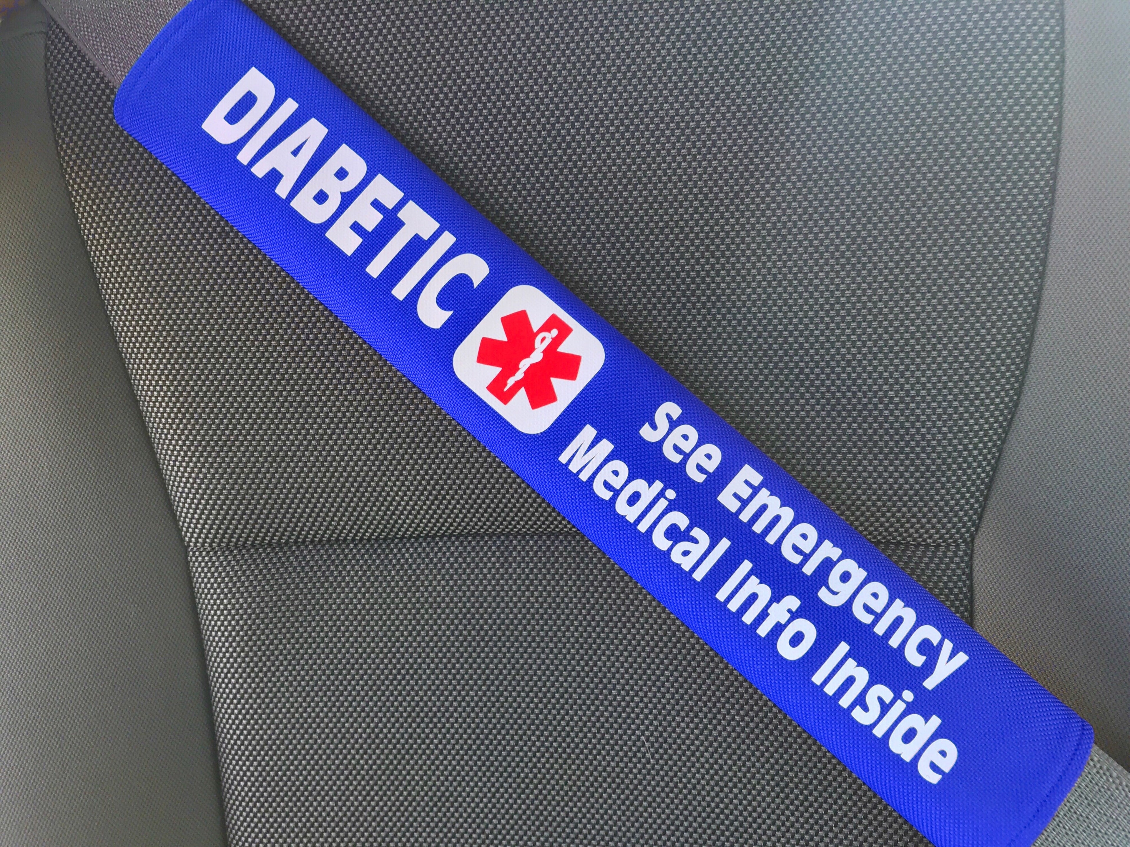 Diabetic Medical Alert Seat Belt Cover