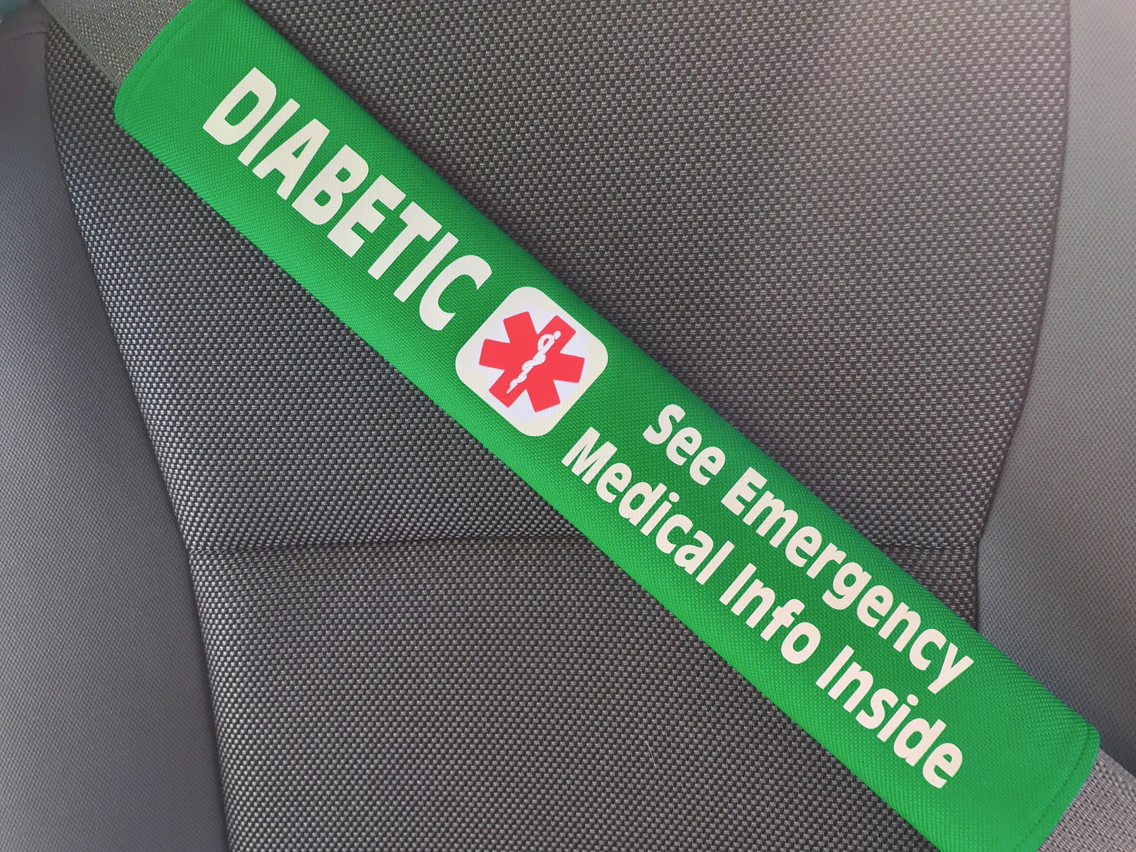 Diabetic Medical Alert Seat Belt Cover